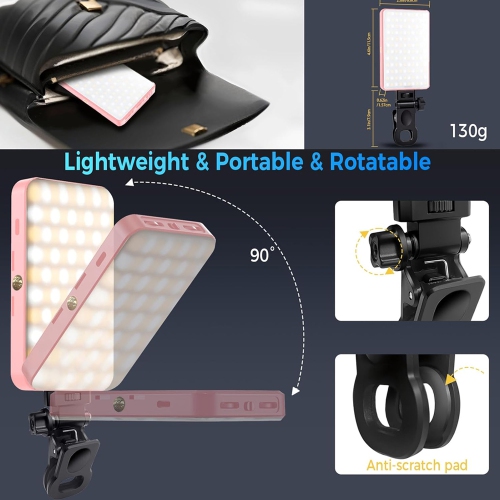168 LED Rechargeable Selfie Light & Phone Light Clip for iPhone,Phone Light with Adjustable Brightness, Perfect for Selfies,Live Streaming & Video