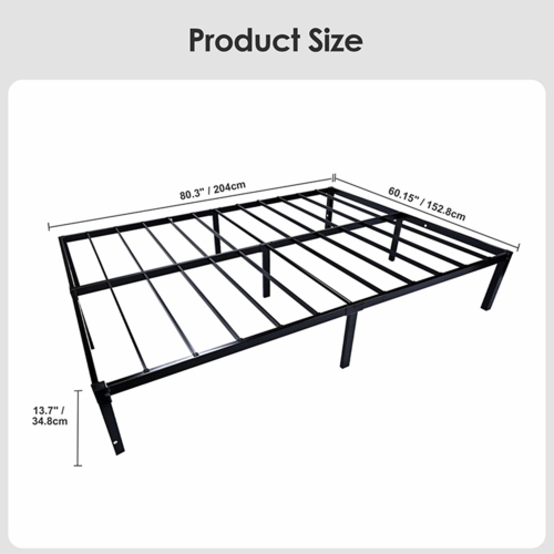 Metal Bed Frame, Heavy Duty Steel Slat Support Platform Bed Mattress Foundation, No Box Spring Needed and Noise Free