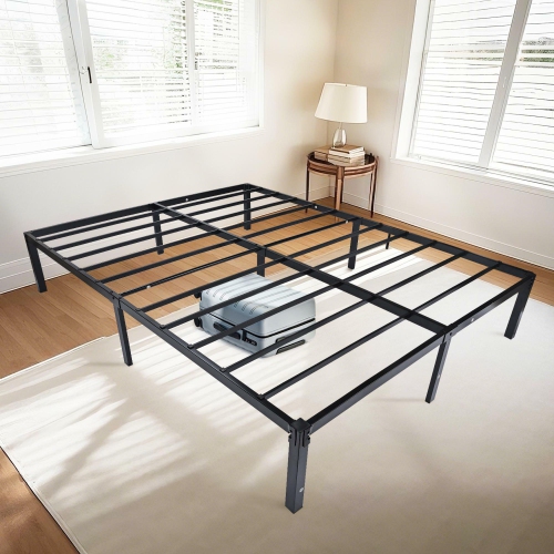 Metal Bed Frame, Heavy Duty Steel Slat Support Platform Bed Mattress Foundation, No Box Spring Needed and Noise Free