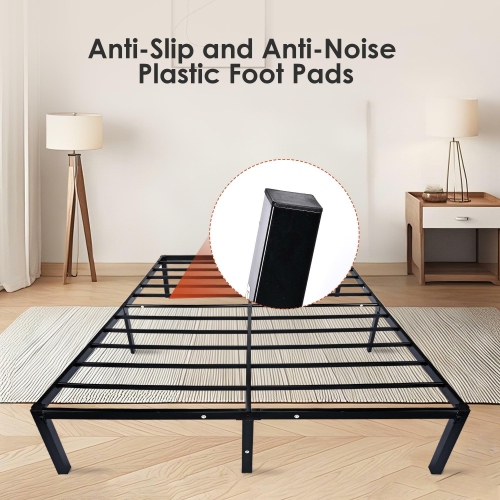 Metal Bed Frame, Heavy Duty Steel Slat Support Platform Bed Mattress Foundation, No Box Spring Needed and Noise Free