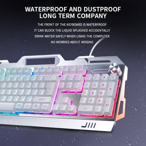 Mechanical feel metal wired keyboard black rainbow light-wired [single keyboard]