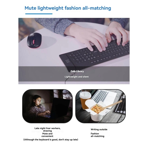 109 silicone waterproof and dustproof computer folding soft keyboard silent keyboard can be rolled up at will, easy to carry