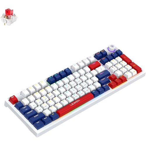 Mechanical keyboard gaming keyboard wireless 96-key hot-swappable Bluetooth keyboard 5.0/2.4G/wired with keycap puller blue, white, red