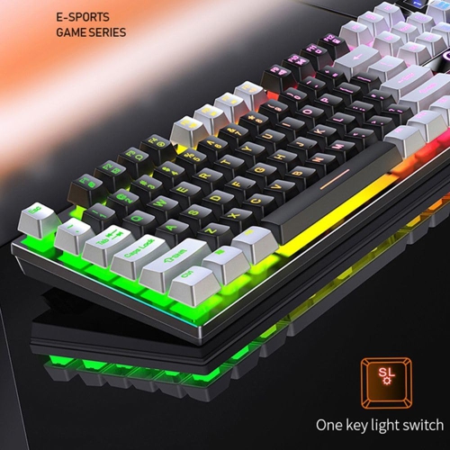 104-key mechanical keyboard backlit keyboard luminous gaming keyboard mechanical axis USB wired keyboard black - mixed light