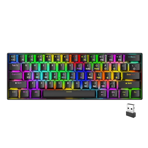 Mechanical Gaming Keyboard - 61 Keys Blue Switches - Black - Rainbow Light - ABS Keycaps