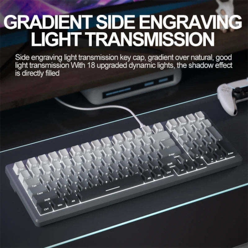 90% keyboard gradient pink side printing two-color PBT keycaps LED backlight wired 99-key gaming mechanical keyboard red axis