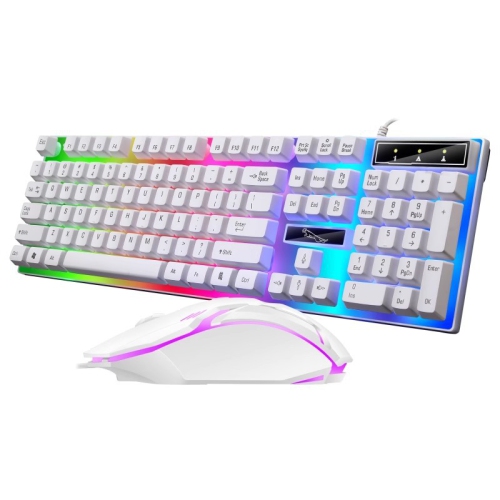 Rainbow Gaming Keyboard Mouse Combo Wired Backlit Mechanical Keyboard LED 104 Keys USB Mechanical Gaming Keyboard for Computer PC Gamers