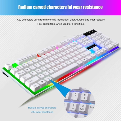 Rainbow Gaming Keyboard Mouse Combo Wired Backlit Mechanical Keyboard LED 104 Keys USB Mechanical Gaming Keyboard for Computer PC Gamers