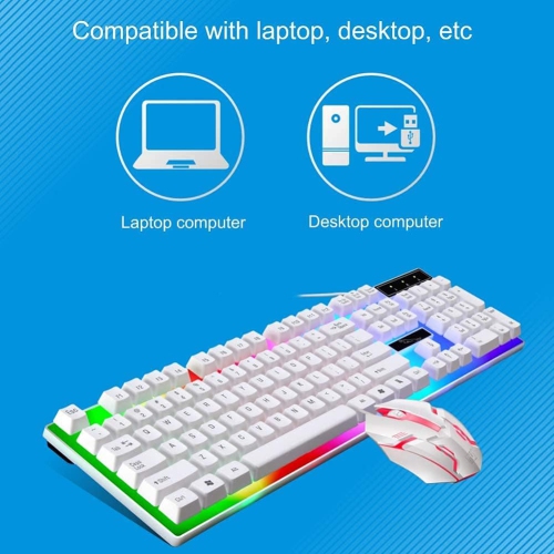 Rainbow Gaming Keyboard Mouse Combo Wired Backlit Mechanical Keyboard LED 104 Keys USB Mechanical Gaming Keyboard for Computer PC Gamers