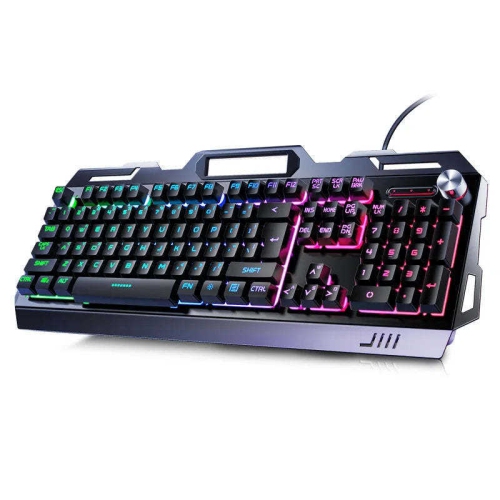 Mechanical feel metal wired keyboard black rainbow light - wired [single keyboard]