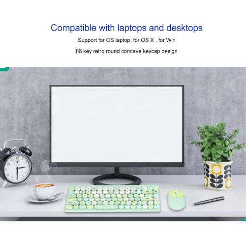 Wireless USB Keyboard and Mouse Combo, 86-Key Wireless Keyboard and Mouse Set, 2.4G USB Rechargeable Bluetooth Keyboard and Mouse