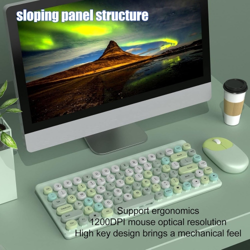 Wireless USB Keyboard and Mouse Combo, 86-Key Wireless Keyboard and Mouse Set, 2.4G USB Rechargeable Bluetooth Keyboard and Mouse