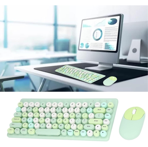 Wireless USB Keyboard and Mouse Combo, 86-Key Wireless Keyboard and Mouse Set, 2.4G USB Rechargeable Bluetooth Keyboard and Mouse