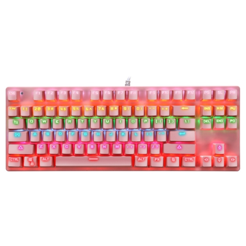 GREEN SCENIC  Mechanical Keyboard 87 Keys Wired USB Gaming E-Sports Mechanical Keyboard Axis-Pink In Blue