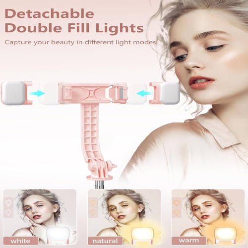 Selfie Stick with Light, 45'' Selfie Stick Tripod with Wireless Remote, Portable Travel Phone Tripod Compatible with iPhone 15 Pro Max/15/14