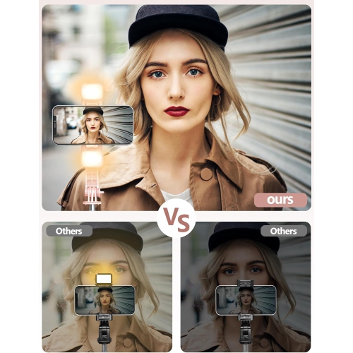 Selfie Stick with Light, 45'' Selfie Stick Tripod with Wireless Remote, Portable Travel Phone Tripod Compatible with iPhone 15 Pro Max/15/14