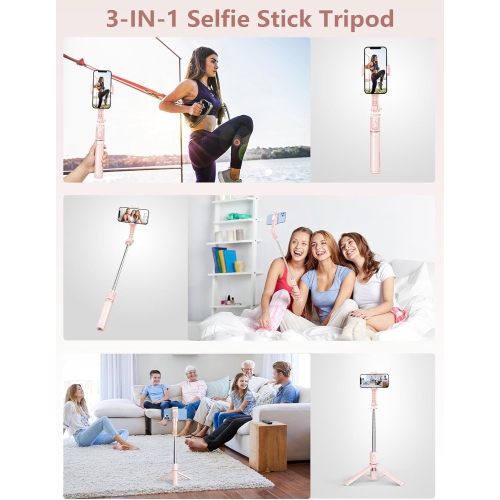 Selfie Stick with Light, 45'' Selfie Stick Tripod with Wireless Remote, Portable Travel Phone Tripod Compatible with iPhone 15 Pro Max/15/14