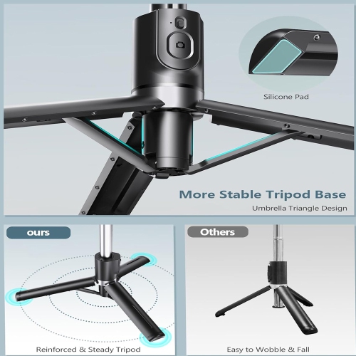 Tripod with Light, 45" Selfie Stick with Wireless Remote, Portable Phone Tripod Compatible with iPhone 16/15 Pro Max/15/14 Pro/14/13, Samsung S22/