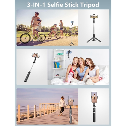 Tripod with Light, 45" Selfie Stick with Wireless Remote, Portable Phone Tripod Compatible with iPhone 16/15 Pro Max/15/14 Pro/14/13, Samsung S22/