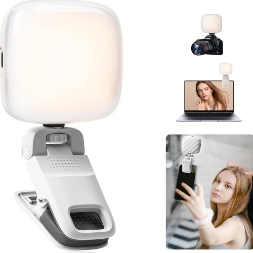 YOULIGHTS  49 Led Selfie Light, Video Light, Phone Light Clip, 200Mah, Adjustable 3 Light Modes, Portable Camera Light Panel 0-360° Color, Dslr Lighting