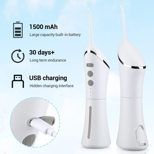 Cordless Advanced Oral Irrigator - 3 Modes Dental Oral Irrigator - Portable, Rechargeable IPX7 Waterproof, Long Battery Life, Family Travel Friendly