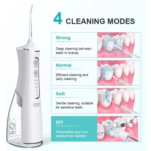 Premium Electric IPX7 Waterproof Oral Flosser with 0.5mm Ultra-fine Water Stream, Adjustable Pressure, 360° Nozzle and Long Battery Life for Deep