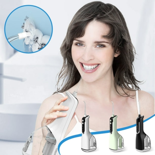 Advanced Electric Water Flosser - Home & Travel Teeth Whitening System with 4 Replacement Nozzles