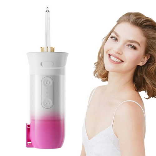GREEN SCENIC  Portable Cordless Water Flosser Oral Irrigator Dental Flosser Tooth Cleaner Retractable Suitable for Home Travel (White)