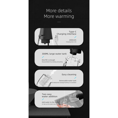 Premium Electric Water Flosser with 3 Modes, 300ml Removable Water Tank and Long Battery - Dentist Recommended Oral Care