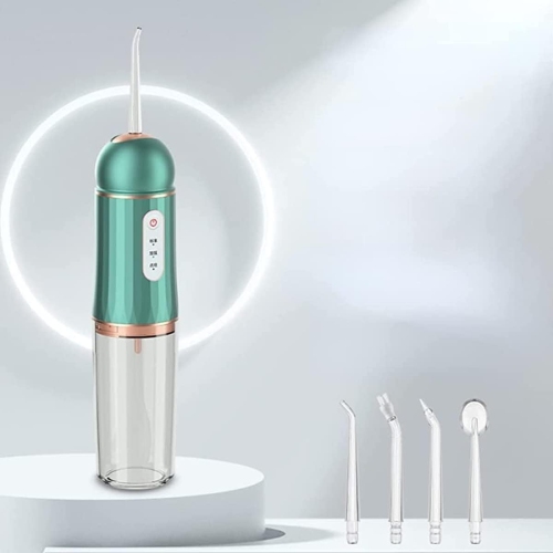 GREEN SCENIC  Ultrasonic Electric Water Flosser Oral Cleaner Ipx7 Waterproof Portable Household Tooth Rinser Oral Purifier Jet Cleaner (Green Gold)