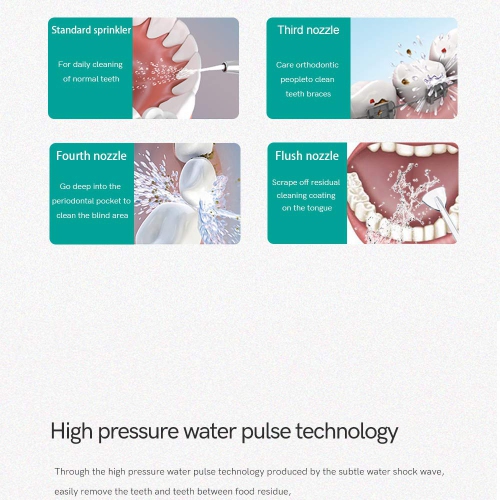 Hydropulseur oral professionnel - 3&nbsp;mois, étanche IPX7 et autonomie de 14 jours pour les broches/implants Flosser oral