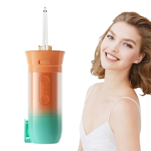 GREEN SCENIC  Portable Cordless Water Flosser Oral Irrigator Dental Flosser Tooth Cleaner Retractable Suitable for Home Travel (Orange)