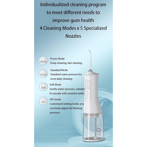 4 Modes Dental Mouthwash, Portable Rechargeable IPX7 Waterproof Personal Orthodontic Supplies, Water Dental Cleaner for Home Travel
