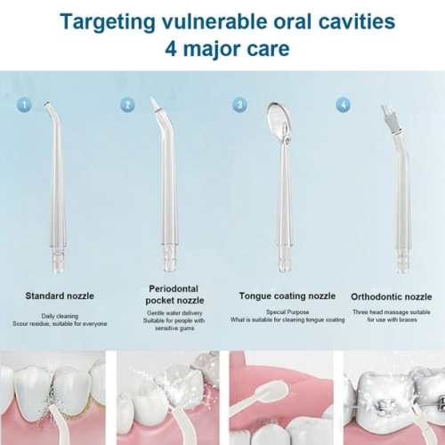 Hydropulseur oral à 3 modes&nbsp;: nettoyage en profondeur des dents et des gencives, conception extensible, recharge USB pour une bonne respiration