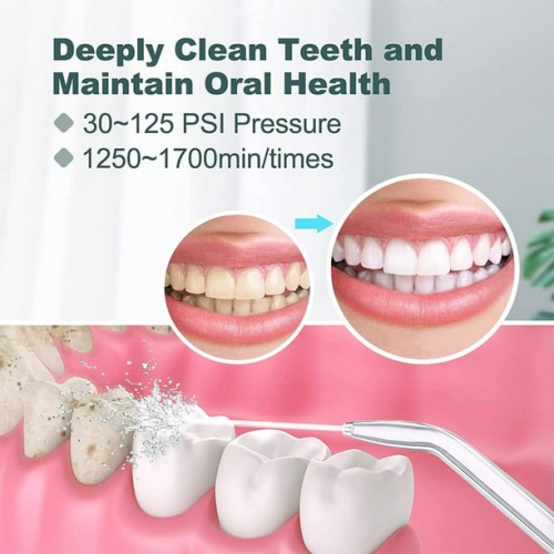 Hydropulseur oral à 3 modes&nbsp;: nettoyage en profondeur des dents et des gencives, conception extensible, recharge USB pour une bonne respiration