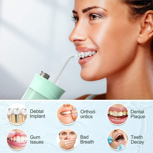 Hydropulseur oral à 3 modes&nbsp;: nettoyage en profondeur des dents et des gencives, conception extensible, recharge USB pour une bonne respiration