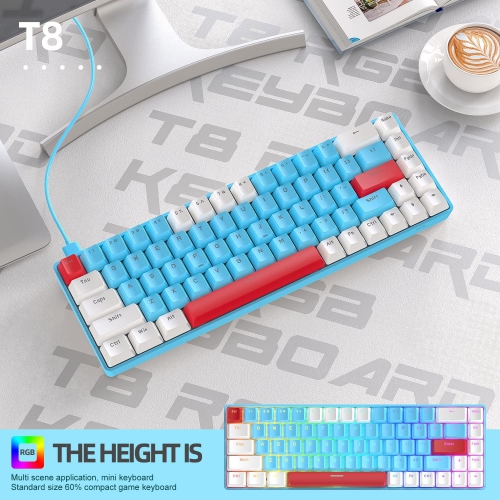 Mechanical keyboard Gundam version blue axis 68-key mini programmable wired keyboard, Type-C RGB backlit keyboard