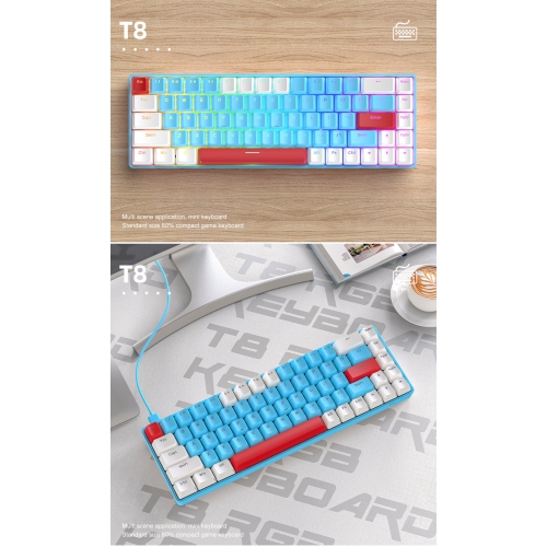 Mechanical keyboard Gundam version blue axis 68-key mini programmable wired keyboard, Type-C RGB backlit keyboard
