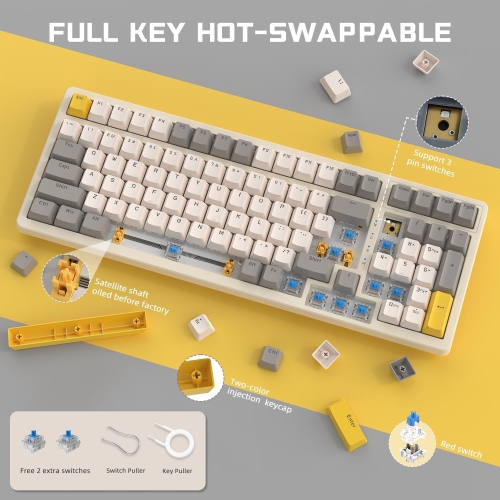 Hot Swap Mechanical Keyboard with Numeric Keypad, Compact USB Wired Keyboard