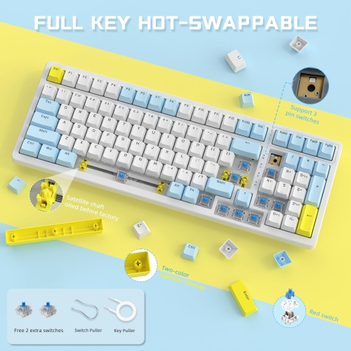 Hot-swappable mechanical keyboard with numeric keypad, compact USB wired keyboard Mechanical keyboard pull lemon green axis