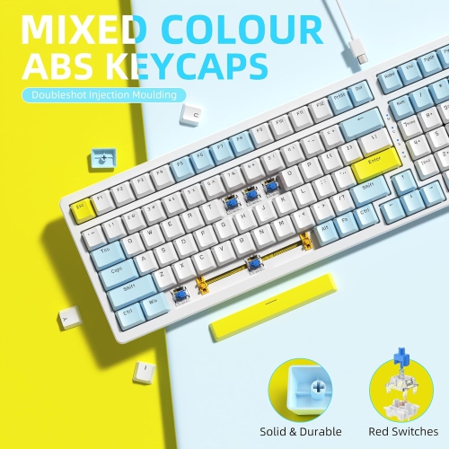 Hot-swappable mechanical keyboard with numeric keypad, compact USB wired keyboard Mechanical keyboard pull lemon green axis