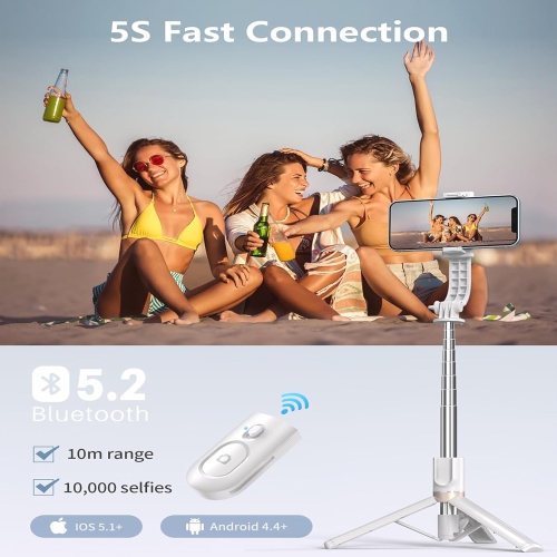 45" Selfie Stick with Light, Travel Tripod Essentials with Wireless Remote, Portable Cell Phone Tripod Stand, Beach Cruise Ship Essentials for Family