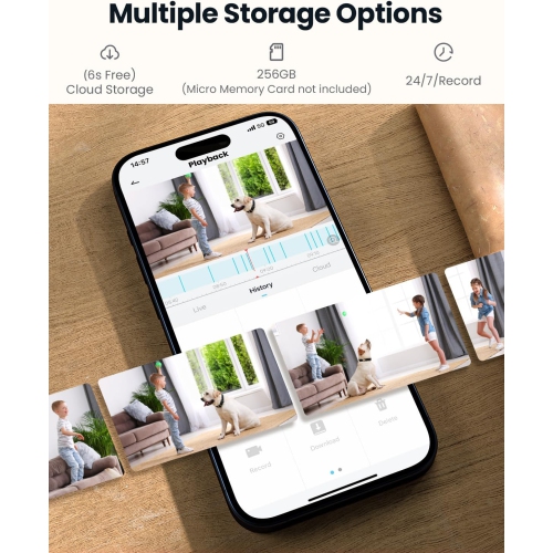 ieGeek 2K Indoor Security Camera, 5G/2.4G WiFi Pet Cameras for Home Security, 360° Dog Cam w/Auto Tracking, Smart Motion Detection, Phone App, Baby