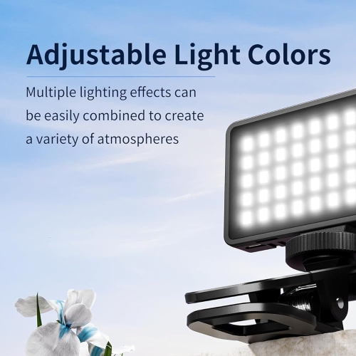 Small Selfie Phone Light with Metal Hotshoe and Clip,50 LED Portable Rechargeable Single Color Video Light for Phones,iPhone, Laptops and Cameras,