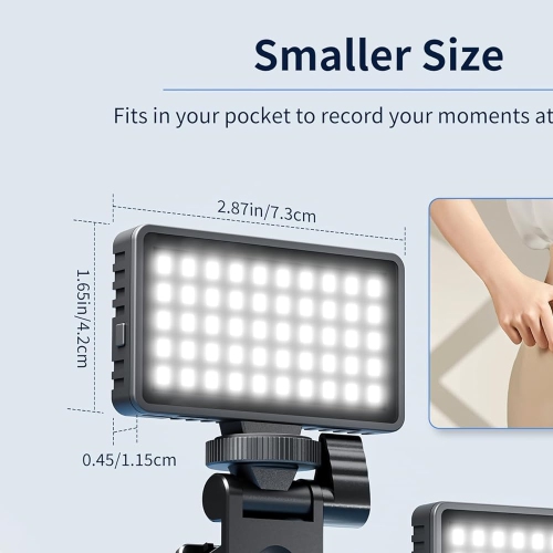 Small Selfie Phone Light with Metal Hotshoe and Clip,50 LED Portable Rechargeable Single Color Video Light for Phones,iPhone, Laptops and Cameras,