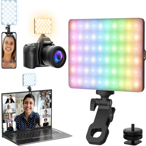RGB Selfie Light for Phone, 90 LED Phone Light with 360° Full Color CRI 95+ Dimmable 2500K-8500K, 3000mAh Video Light for Phone iPad, Laptop, Makeup,