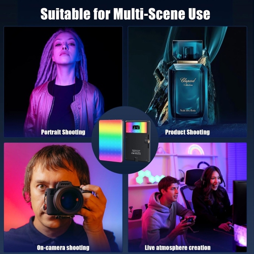 RGB Selfie Light for Phone, 90 LED Phone Light with 360° Full Color CRI 95+ Dimmable 2500K-8500K, 3000mAh Video Light for Phone iPad, Laptop, Makeup,