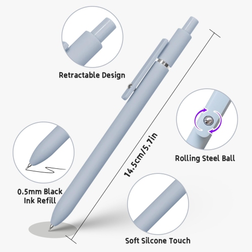 10Pcs 0.5mm Gel Pens Black Ink Pens Fine Point Smooth Writing Pens, High-End Series Retractable Pens