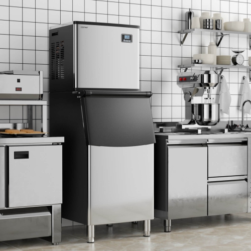 Costway Commercial Ice Maker Machine 418 LBS/24H with 200 LBS Storage Bin for Restaurant