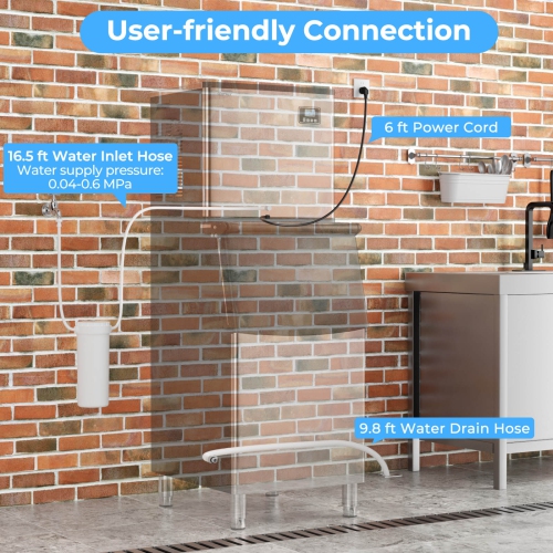 Costway Commercial Ice Maker Machine 418 LBS/24H with 200 LBS Storage Bin for Restaurant